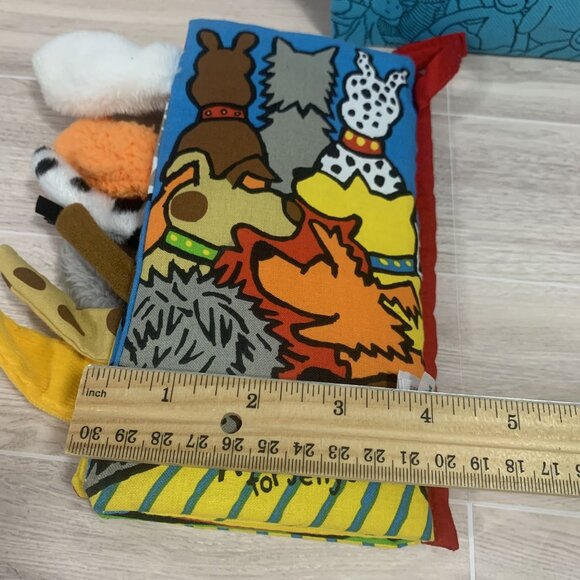 Jellycat Puppytails Anne Wilkinson Soft Crinkle Sensory Cloth Book With Bag - Picture 9 of 9